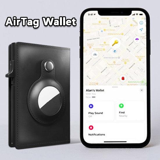 AirTag Wallet - Anti-Theft Bullet Card Bag and Multi-Functional RFID Card Holder, designed as a men's slim leather wallet for AirTag.