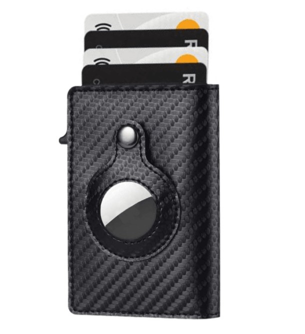 AirTag Wallet - Anti-Theft Bullet Card Bag and Multi-Functional RFID Card Holder, designed as a men's slim leather wallet for AirTag.