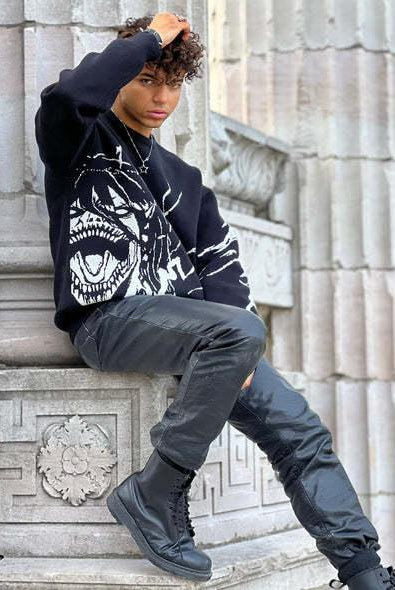 Autumn And Winter Harajuku Retro Anime Print Men's Knitting Sweater