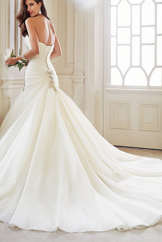 Backless Fishtail Tail Bridal Wedding Dress