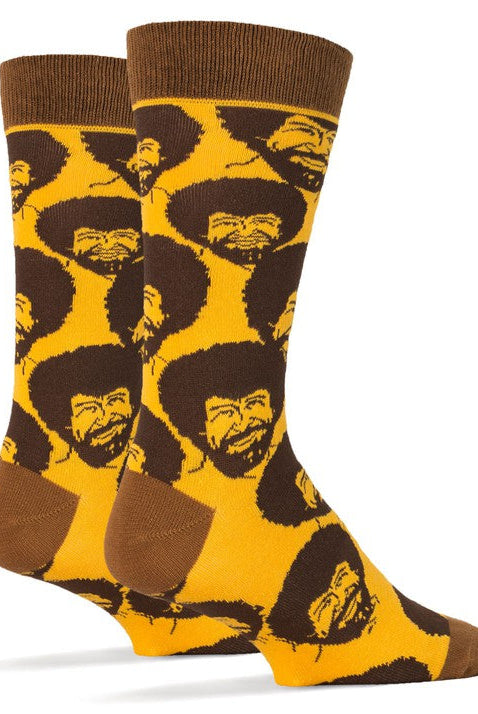 Bob Ross Flash Mob - Men's Cotton Crew Funny Socks