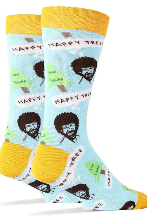 Bob Ross Happy Tree - Men's Crew Funny Socks