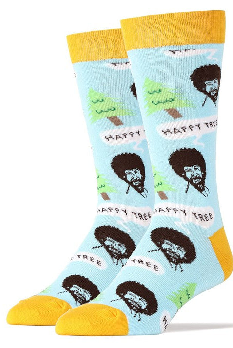 Bob Ross Happy Tree - Men's Crew Funny Socks