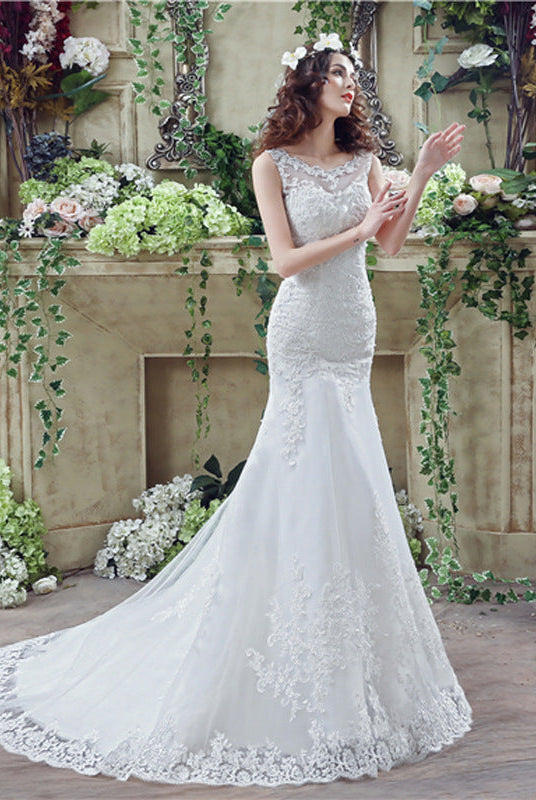 Bride Trailing Wedding Dress sexy Lace Mermaid Wedding DressW