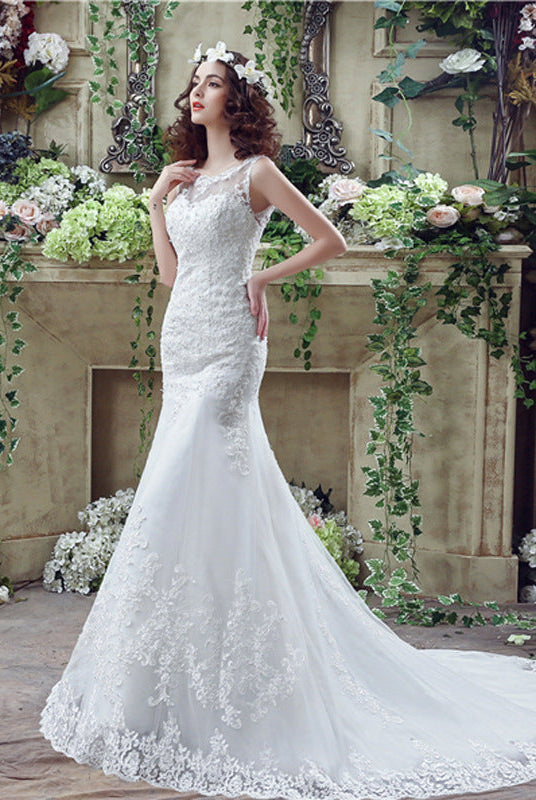 Bride Trailing Wedding Dress sexy Lace Mermaid Wedding DressW