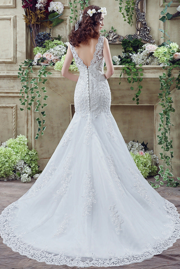 Bride Trailing Wedding Dress sexy Lace Mermaid Wedding DressW