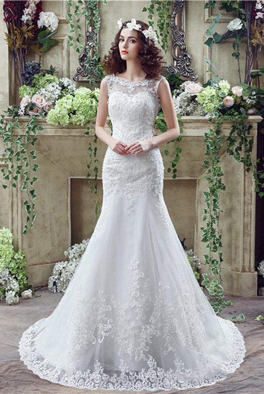 Bride Trailing Wedding Dress sexy Lace Mermaid Wedding DressW