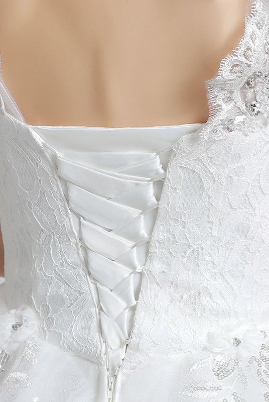 Bride wedding wedding Korean fashion Princess trailing wedding dress new lace strap wedding dress