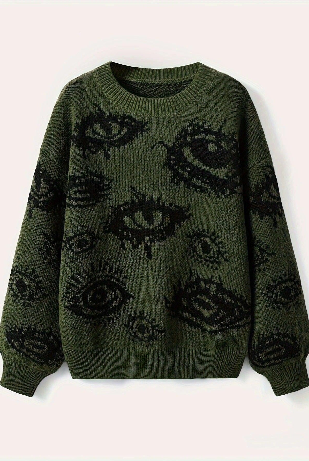 Cool Contrast Color Top All-matching Knitted Sweater