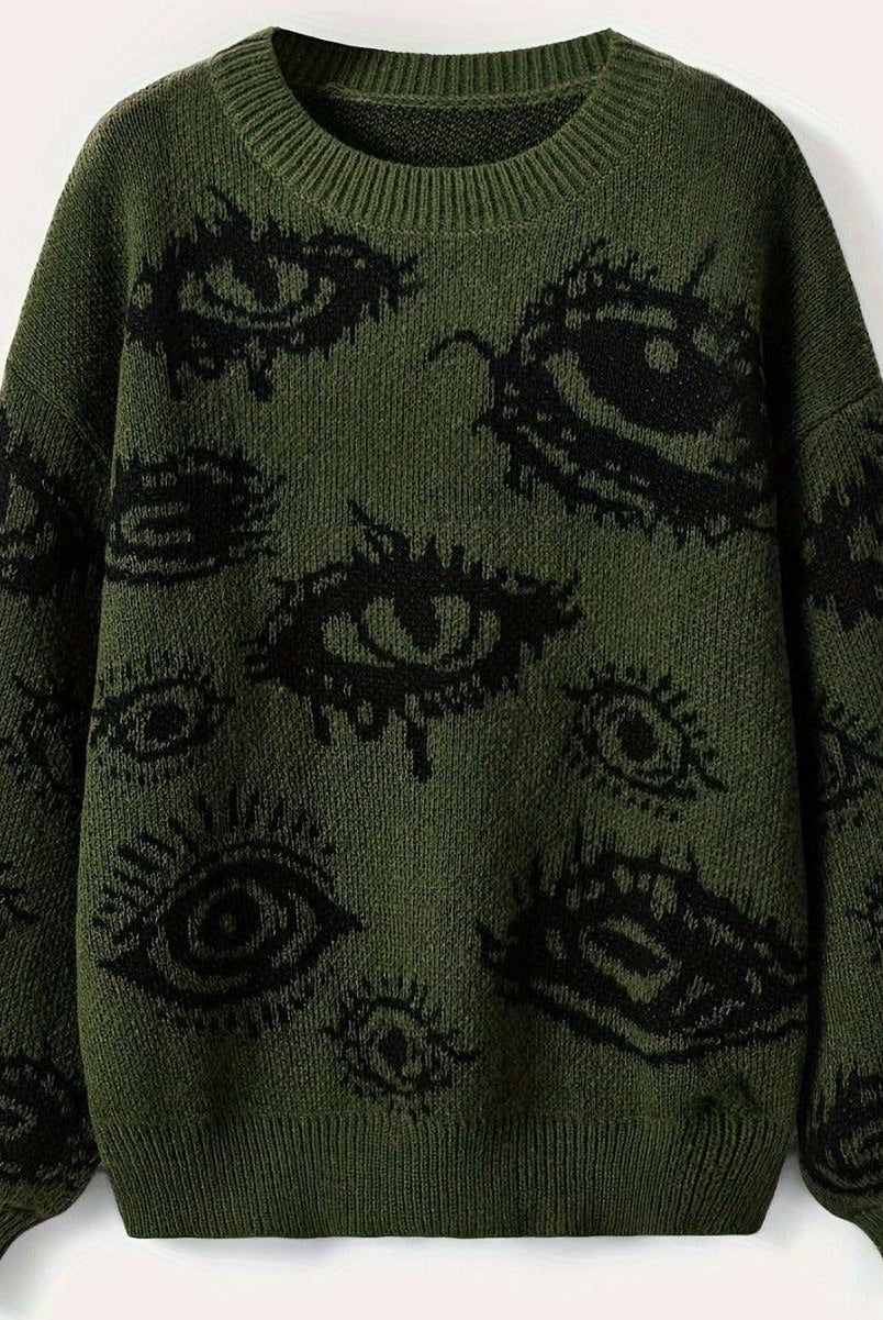 Cool Contrast Color Top All-matching Knitted Sweater