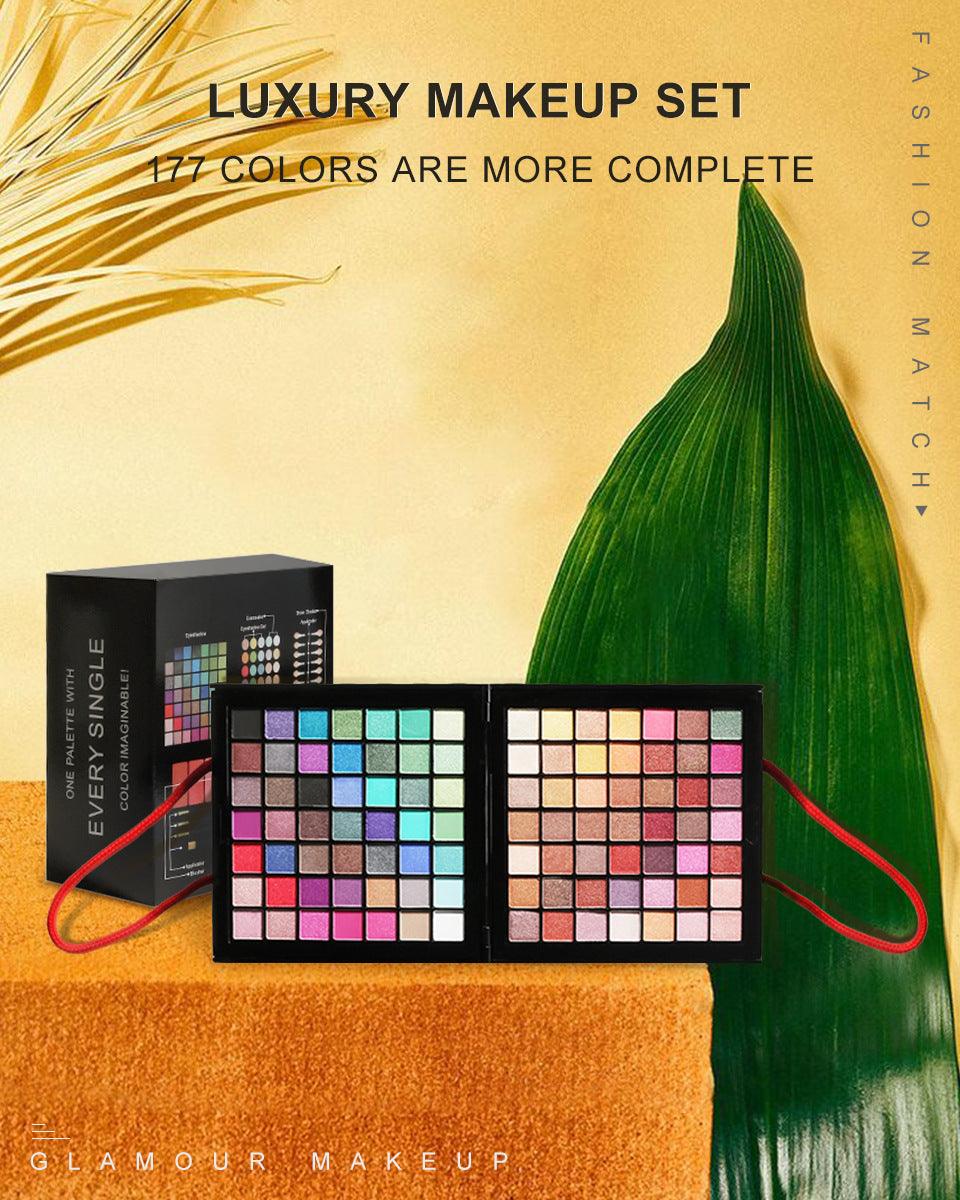 "Cross-border Makeup Set: 177 colors for eyes, blush, lips—versatile and vibrant."
