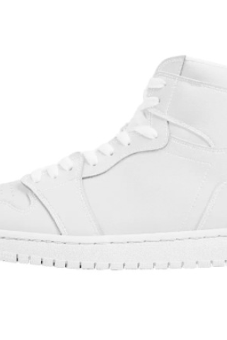 Customizable White High-top Lace-up Basketball Shoes