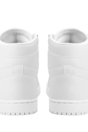 Customizable White High-top Lace-up Basketball Shoes