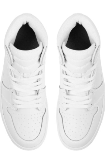 Customizable White High-top Lace-up Basketball Shoes