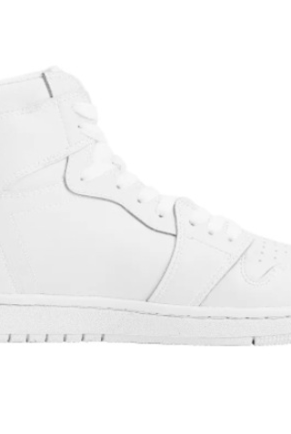 Customizable White High-top Lace-up Basketball Shoes