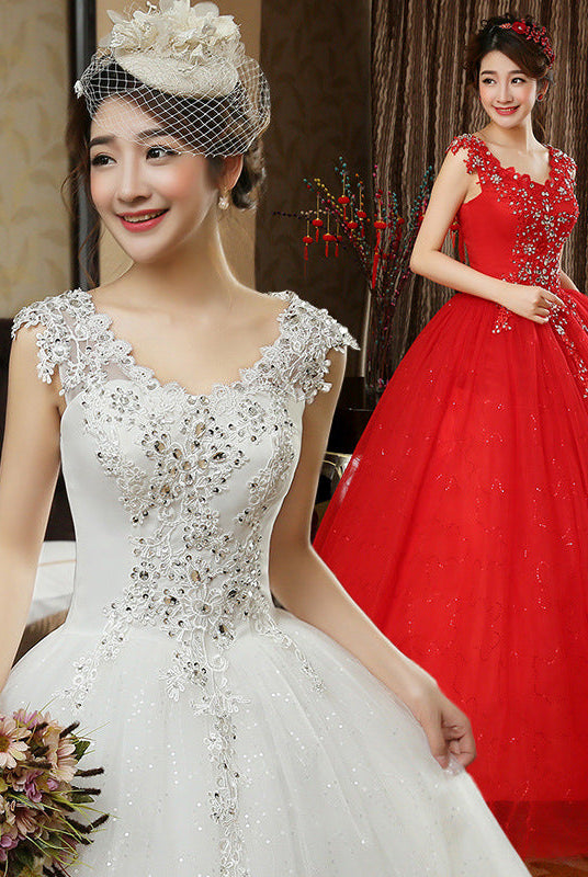 Double shoulder bridal dress