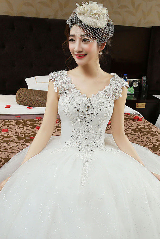 Double shoulder bridal dress