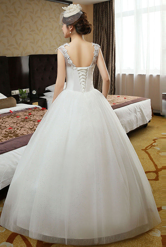 Double shoulder bridal dress