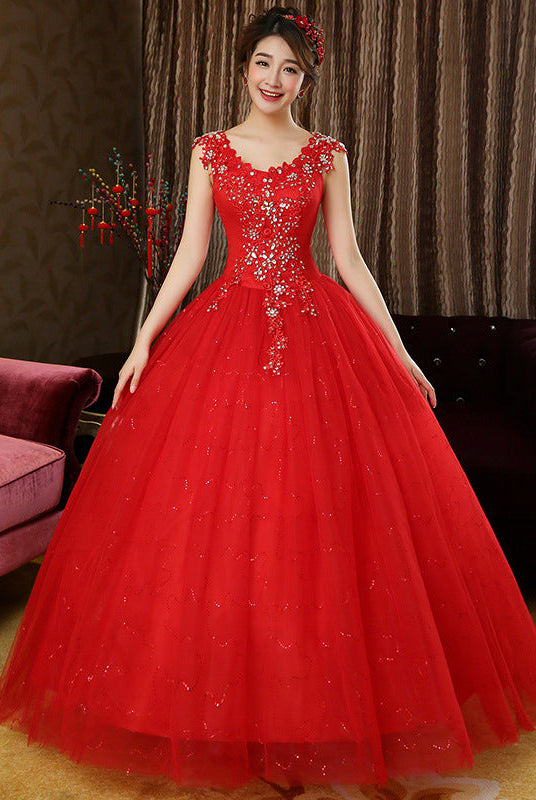 Double shoulder bridal dress