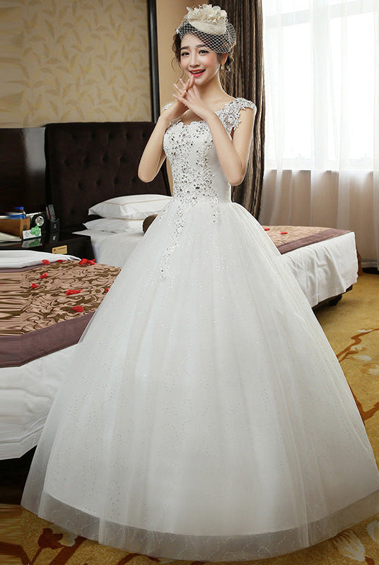 Double shoulder bridal dress