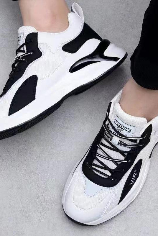 Fashion Black White Sneakers Casual Outdoor Lightweight Breathable Sports Shoes For Men