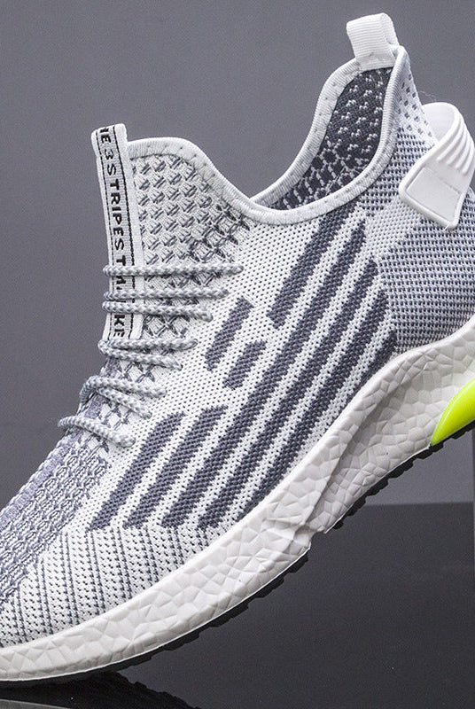 Fashion Flying Woven Breathable Running Shoes Trendy Mesh Sneakers Men