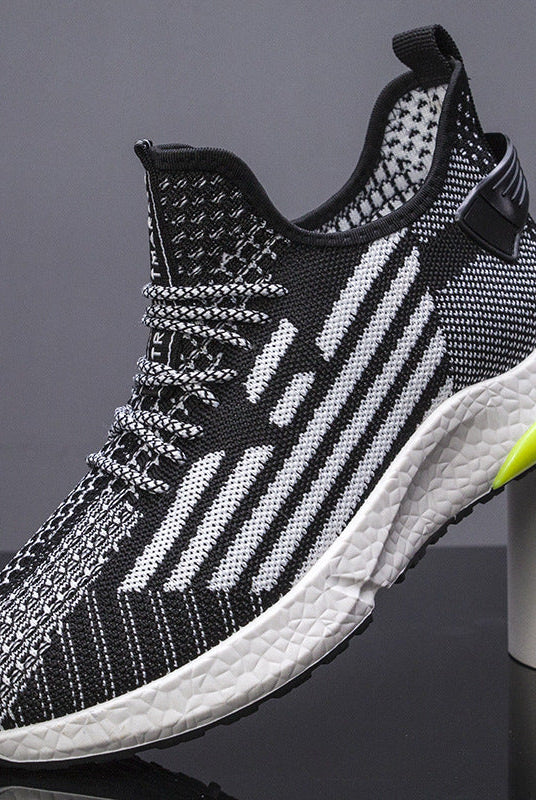Fashion Flying Woven Breathable Running Shoes Trendy Mesh Sneakers Men