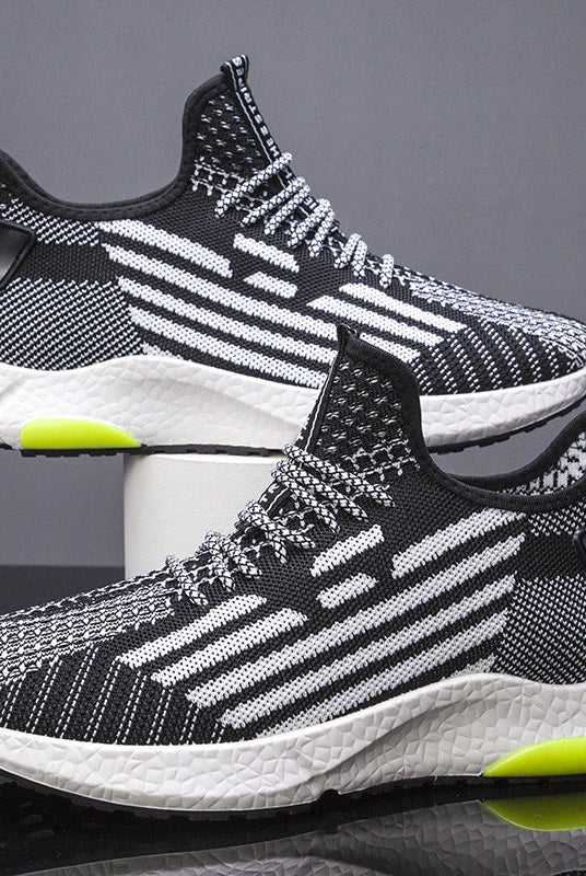 Fashion Flying Woven Breathable Running Shoes Trendy Mesh Sneakers Men