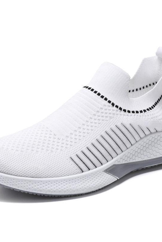Fashion Mesh Sock Shoes With Striped Design Men Outdoor Breathable Slip-on Sneakers Csuale Lightweight Running Sports Shoes