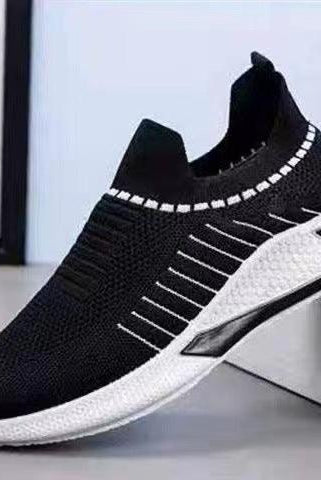 Fashion Mesh Sock Shoes With Striped Design Men Outdoor Breathable Slip-on Sneakers Csuale Lightweight Running Sports Shoes
