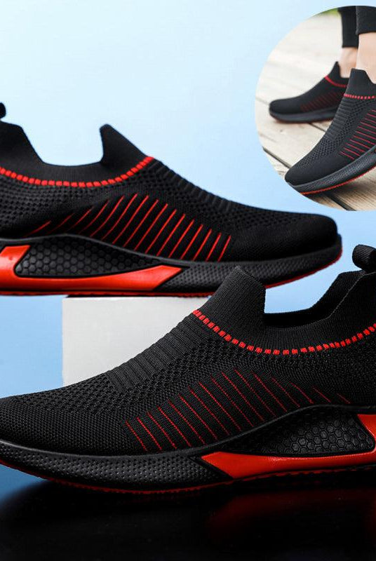 Fashion Mesh Sock Shoes With Striped Design Men Outdoor Breathable Slip-on Sneakers Csuale Lightweight Running Sports Shoes