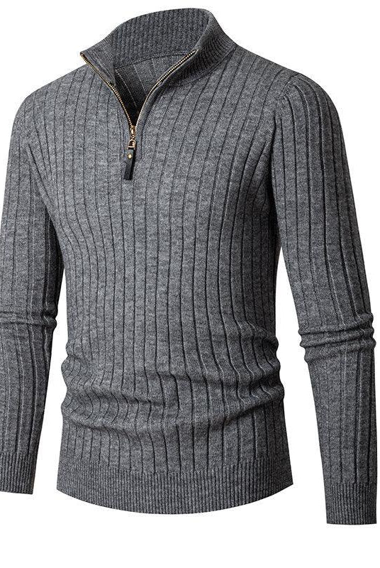 Foreign Trade Cross-border Vertical Bar Half Turtleneck Zipper Bottoming Sweater