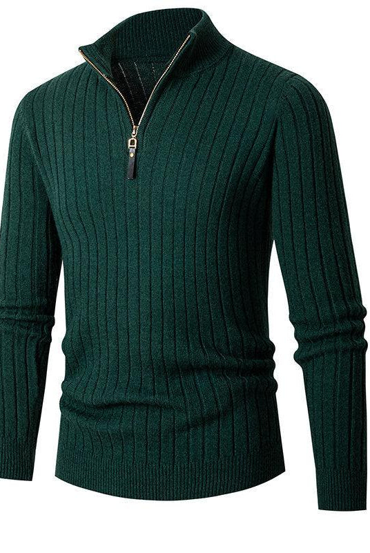 Foreign Trade Cross-border Vertical Bar Half Turtleneck Zipper Bottoming Sweater