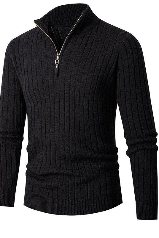 Foreign Trade Cross-border Vertical Bar Half Turtleneck Zipper Bottoming Sweater