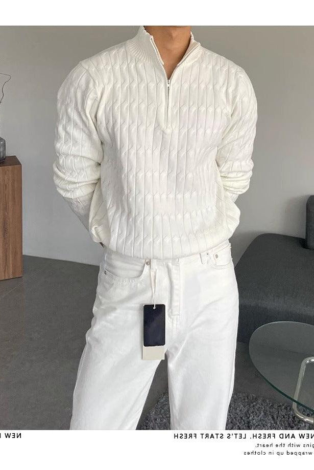 Half Turtleneck Zipper High-grade Lazy Pullover Long Sleeve Sweater