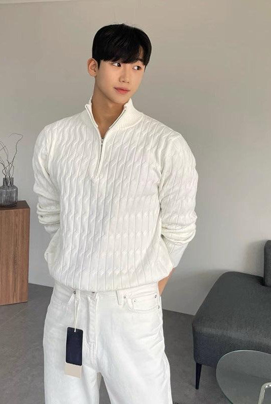 Half Turtleneck Zipper High-grade Lazy Pullover Long Sleeve Sweater
