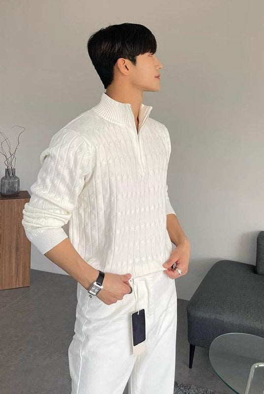 Half Turtleneck Zipper High-grade Lazy Pullover Long Sleeve Sweater
