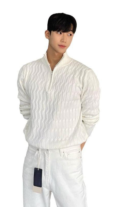 Half Turtleneck Zipper High-grade Lazy Pullover Long Sleeve Sweater