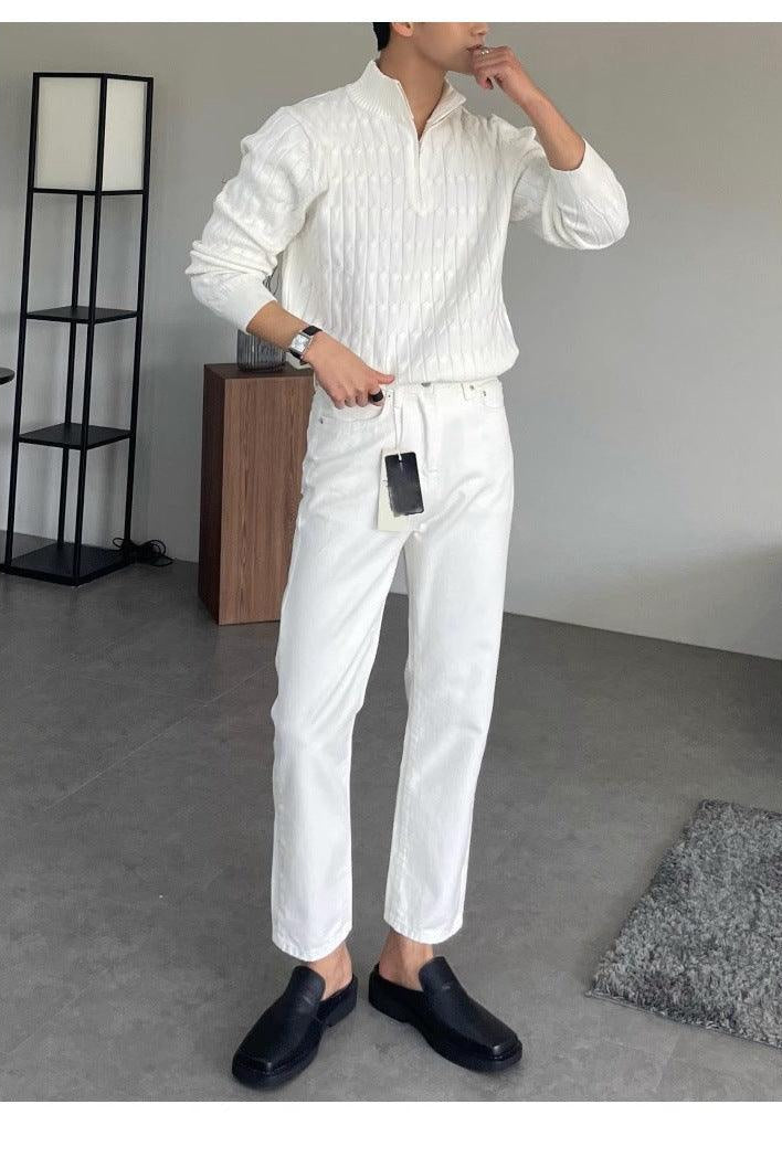 Half Turtleneck Zipper High-grade Lazy Pullover Long Sleeve Sweater
