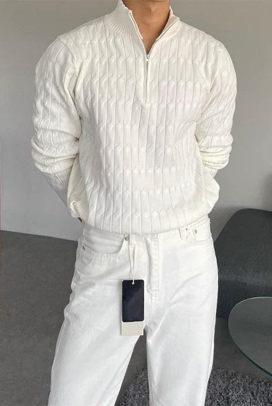 Half Turtleneck Zipper High-grade Lazy Pullover Long Sleeve Sweater