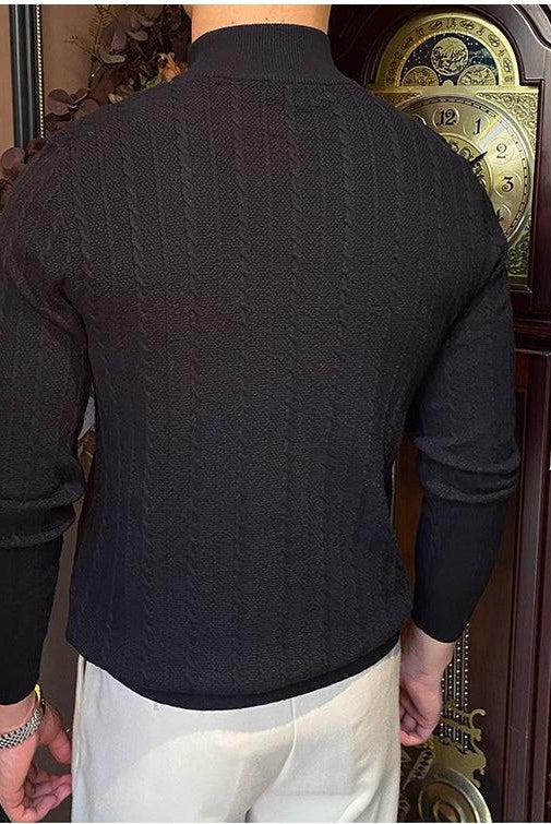Jacquard Long Sleeve Half Turtleneck Slim Sweater