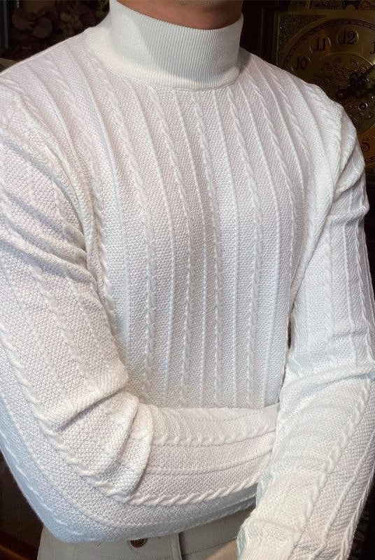Jacquard Long Sleeve Half Turtleneck Slim Sweater