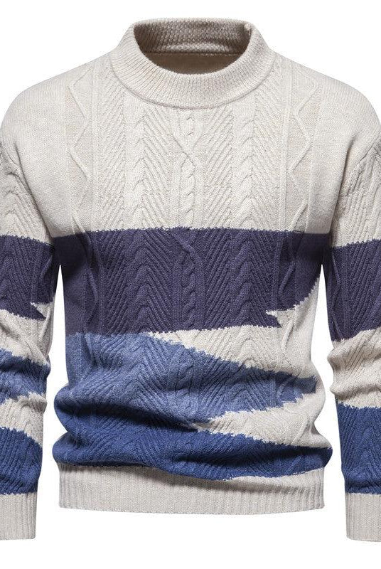 Knitwear Men's American Retro European Size Color Matching Casual Coat Autumn And Winter New Round Neck Sweater