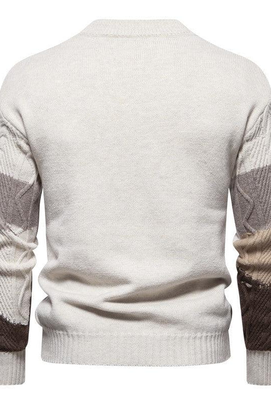Knitwear Men's American Retro European Size Color Matching Casual Coat Autumn And Winter New Round Neck Sweater