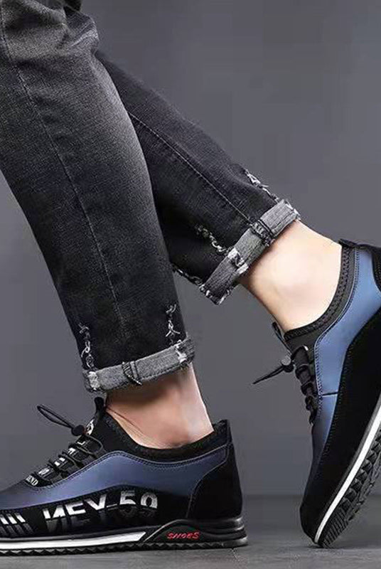 Letter Print Sneakers Men No Tie Outdoor Running Sports Shoes