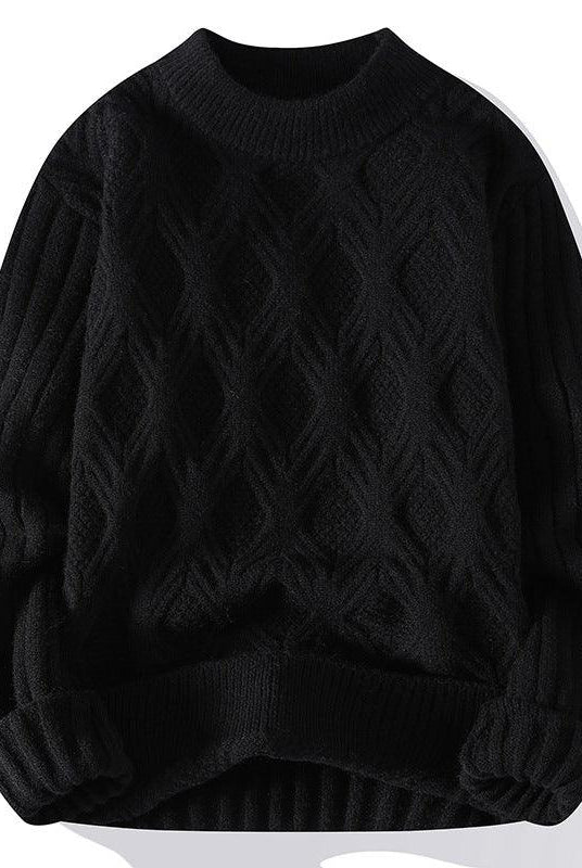 Men's Fashion Casual Solid Color Twisted Sweater