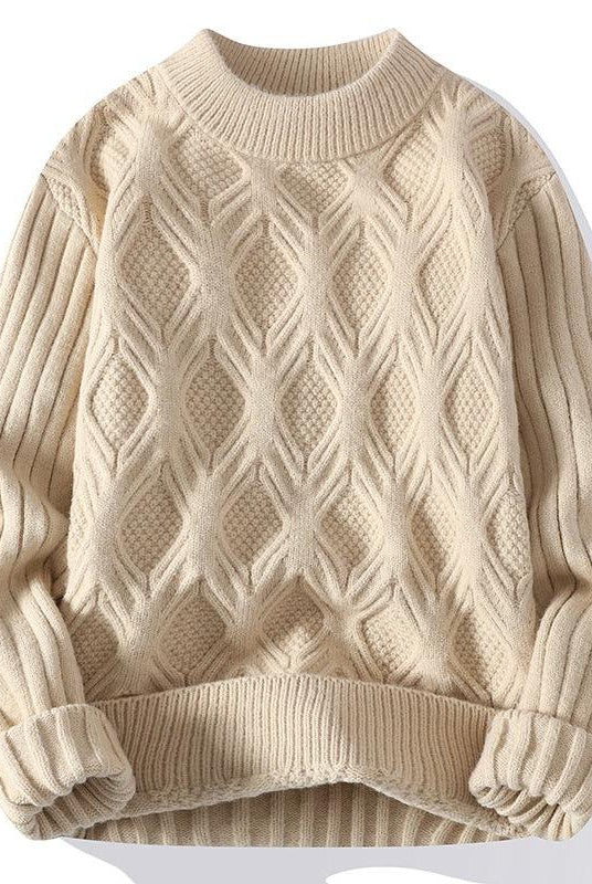 Men's Fashion Casual Solid Color Twisted Sweater
