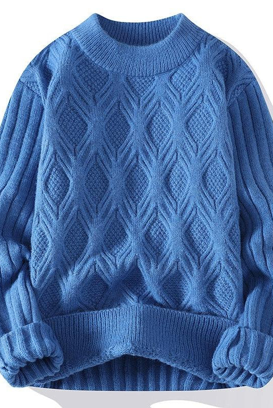 Men's Fashion Casual Solid Color Twisted Sweater