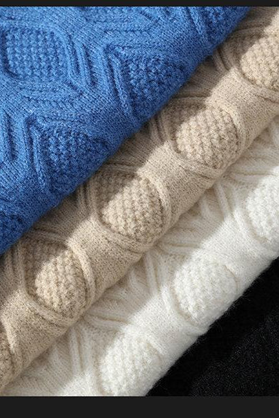 Men's Fashion Casual Solid Color Twisted Sweater