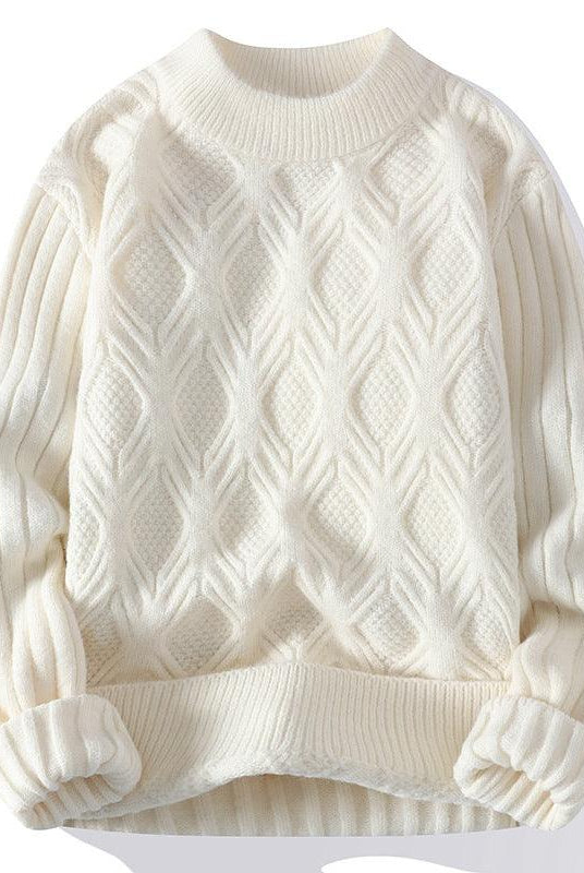 Men's Fashion Casual Solid Color Twisted Sweater